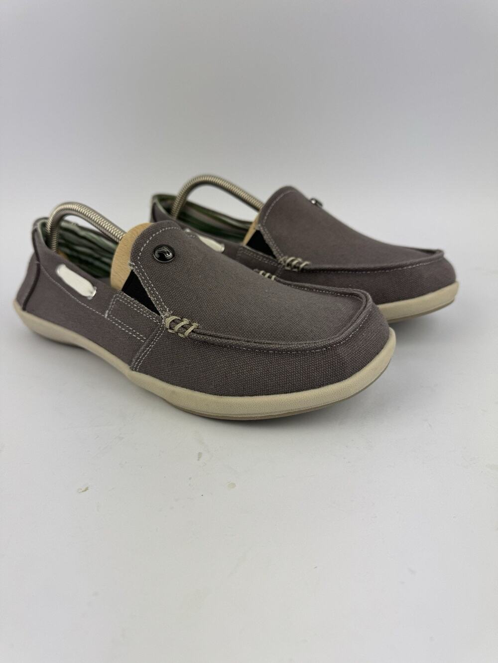 Walk Hero Womens 11 Gray Plantar Fasciitis Canvas Walking Casual Boat Loafers